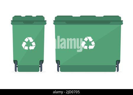 Waste bins of different sizes with a recycling sign. Vector illustration. Stock Vector