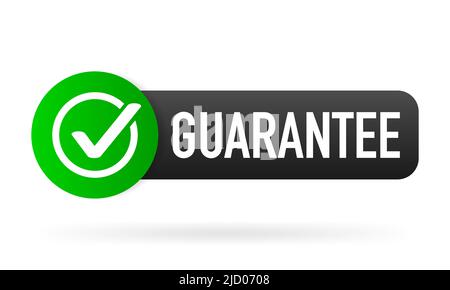 Guarantee green rubber label on white background. Flat banner. Vector illustration. Stock Vector