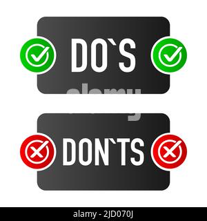 Dos and Donts banner. Approved and Rejected. Positive feedback concept. Flat banner. Vector illustration. Stock Vector