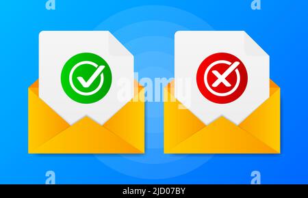 Two message with yes or no signs on a blue background. Vector illustration. Stock Vector