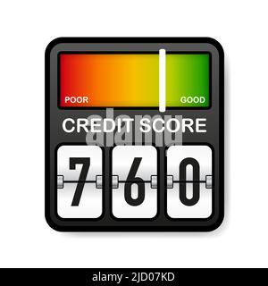 Credit score meter. Good and poor rating. Scale score. Vector illustration. Stock Vector