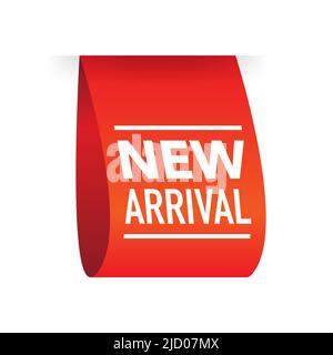 New arrival red label on white background. New collection. Vector illustration. Stock Vector