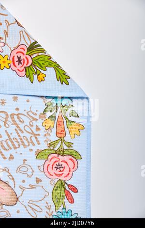 Beautiful waffle towel with the Easter symbols  Stock Photo