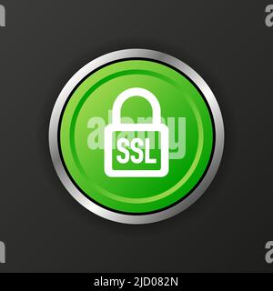 SSL encryption button. Secure icon. Vector illustration. Stock Vector