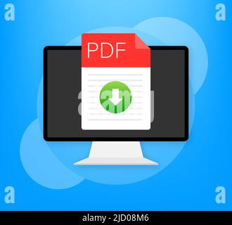 Download PDF file icon. Spreadsheet document type. Vector PDF icon. Stock Vector