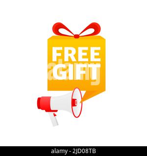 Free Gift Sign and Tag. Box banner. Stock Vector