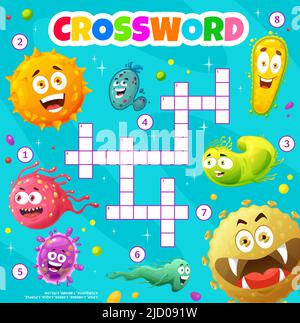 Cartoon germs, viruses and microbes, word search puzzle game worksheet ...