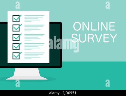 Line survey laptop in flat style green background. Vector icon. Vector flat. Line icon. Computer screen. Stock Vector