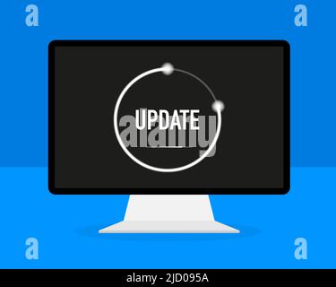 Data update or synchronize with bar process. Update on laptop and smartphone. Stock Vector