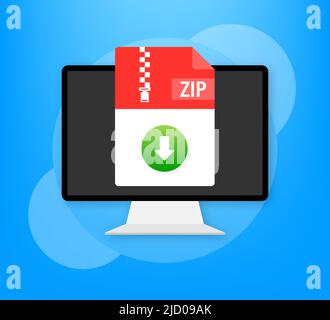 Zip file. Icon for web background design. Email sign. Technology vector illustration. Technology background. Stock Vector