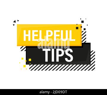 Helpful tips megaphone yellow banner in 3D style on white background. Vector illustration. Stock Vector