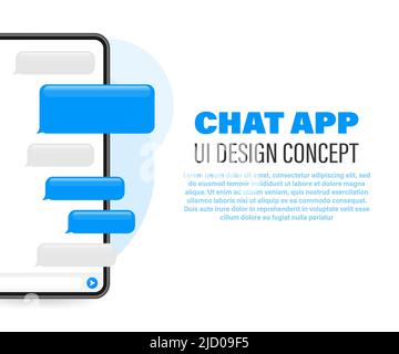 Trendy chat application with Dialogue window. Sms Messenger. Vector illustration. Stock Vector