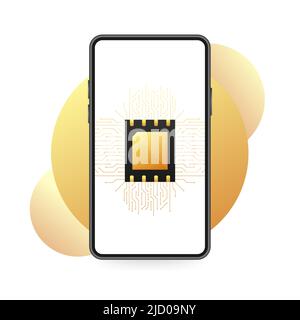 Digital e sim chip motherboard digital chip. Modern icon. White background. Vector template. Communication icon symbol. Stock Vector