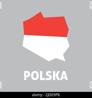 Vector illustration, national flag and map of Poland Stock Vector
