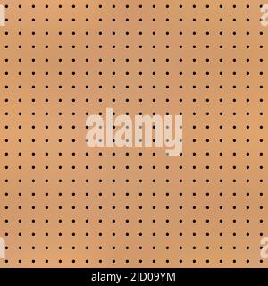 Realistic peg board seamless pattern, pegboard texture vector background. Peg board or wall grid of metal or wood with perforated holes for hooks, workshop pegboard rack dotted pattern Stock Vector