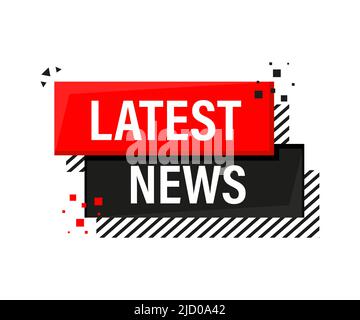 Latest news red banner in 3D style on white background. Vector illustration. Stock Vector