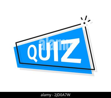 Quiz blue banner in 3D style on white background. Vector illustration. Stock Vector
