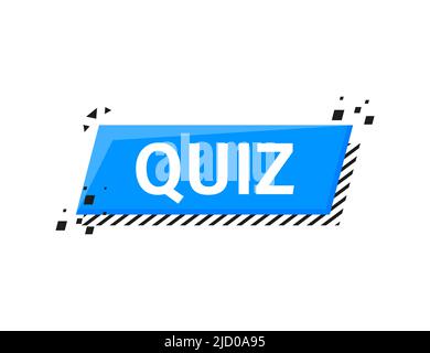 Quiz blue banner in 3D style on white background. Vector illustration. Stock Vector