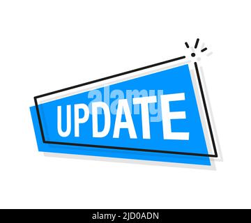 Time to update blue label on white background. Blue banner. Vector illustration. Stock Vector