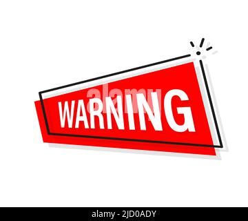Icon with red warning stamp. Speech bubble icon symbol. Important information. Scam alert. Stock Vector