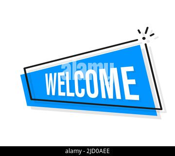 Welcome blue modern business banner. Vector illustration. Stock Vector