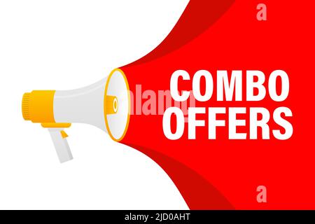 Combo offers sign or stamp on white background, vector