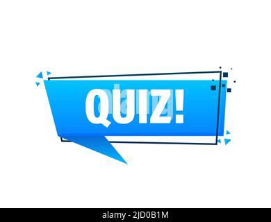 Quiz blue banner in 3D style on white background. Vector illustration. Stock Vector
