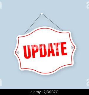 Time to update label on white background. Blue banner. Vector illustration. Stock Vector