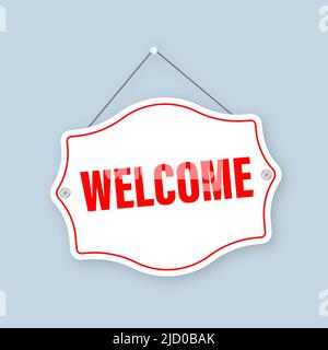 Welcome business sign on door. Vector illustration. Stock Vector