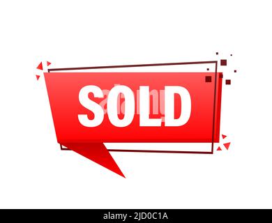 Sold red label on white background. Vector illustration. Stock Vector