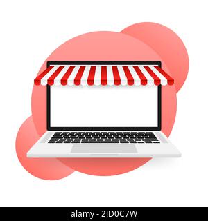 Laptop with and screen buy. Concept online shopping. Stock Vector