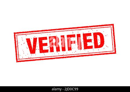 Vintage verified, great design for any purposes. Template on red backdrop. Vector illustration template. Business concept. Isolated object. Stock Vector