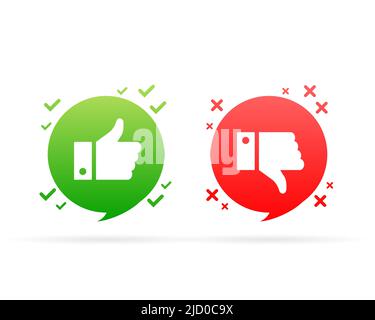 Yes and No check marks icon on white background. Flat simple style trend modern red and green checkmark. Stock Vector