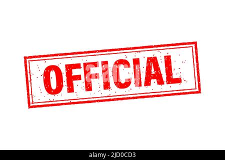 Red icon with official concept. Isolated vector illustration. Vector illustration certified logo design. Sticker design. Stock Vector