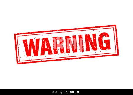 Icon with red warning stamp. Speech bubble icon symbol. Important information. Scam alert. Stock Vector