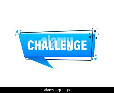 Blue challenge banner in vintage style. Icon template. Vector background. Typography poster. Vector text. Motivation quote. Stock Vector