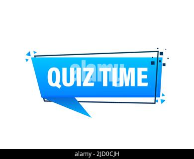Quiz blue banner in 3D style on white background. Vector illustration. Stock Vector