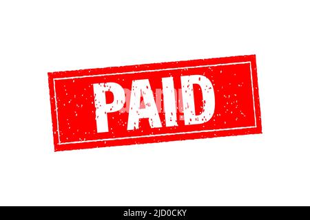 Paid for banner design. Red paid on white background. Grunge texture. Stock Vector