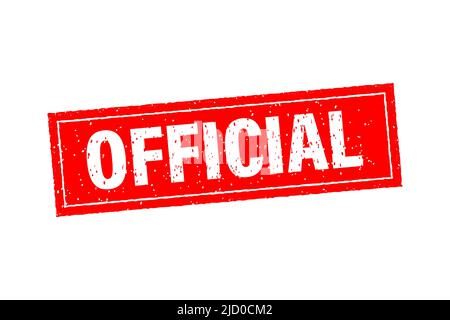 Red icon with official concept. Isolated vector illustration. Vector illustration certified logo design. Sticker design. Stock Vector