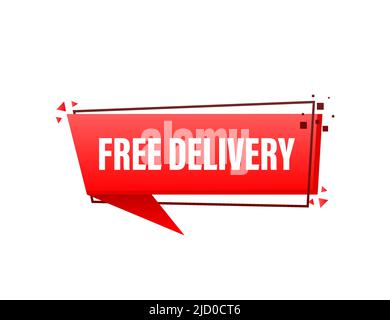 Free delivery service badge. Fast time delivery on white background. Vector illustration. Stock Vector