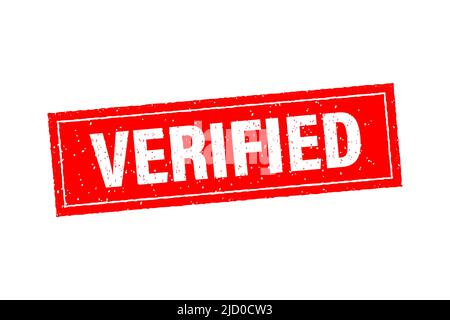 Vintage verified, great design for any purposes. Template on red backdrop. Vector illustration template. Business concept. Isolated object. Stock Vector