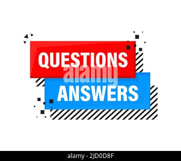 Question answer chat balloons in red and blue colors on a blue background. Stock Vector