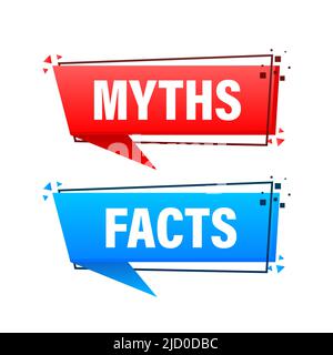Facts and myths bubble isolated on white background. Symbol, logo illustration. Check mark icon vector design. Character for concept design. Stock Vector