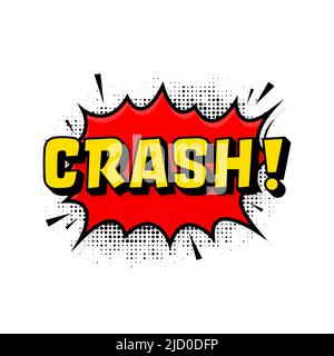 Crash in vintage style. Cartoon style vector. Pop art. Vector text. Wow effect. Stock Vector