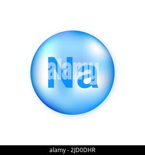 Mineral Na blue shining pill capsule isolated on white background. Stock Vector