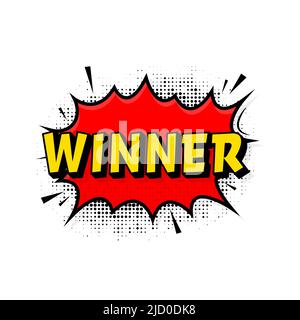 3d retro winner for banner design. Win prize. Pop style. Vector background. Retro template for game background design. Stock Vector
