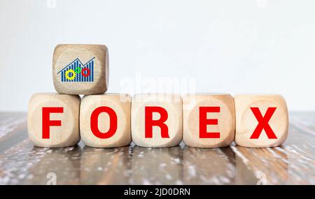 FOREX word written on wood block. Stock Photo