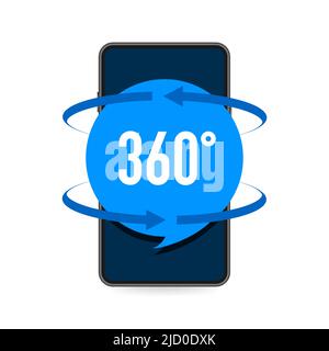 360 degrees view sign icon on white background. Stock Vector