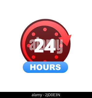24 hours support in abstract style on white background. Customer service. Online support call center. Flat vector. Logo vector. Stock Vector