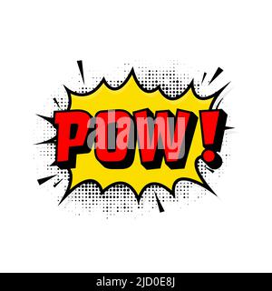 Pow in vintage style. Cartoon style vector. Pop art. Vector text. Wow effect. Stock Vector